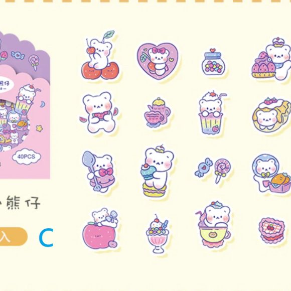 Cute Bear PVC & Washi Paper Sticker Pack - Picture 6 of 10